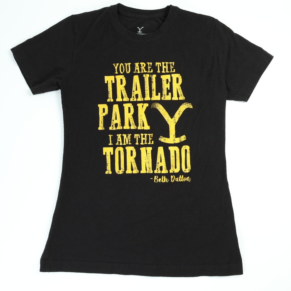 Yellowstone Beth Dutton Trailer Park Tornado Graphic T-Shirt Black Womens Medium